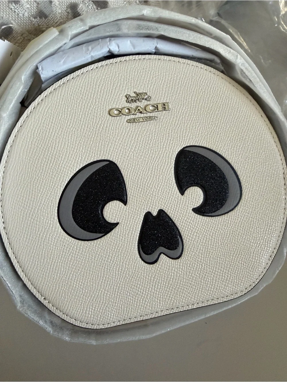Coach Chalk and Black Leather Novelty Face Crossbody - Picture 3 of 11